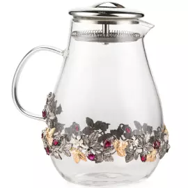 Кувшин с обрамлением серебром и вставками из корунд-рубинов "Земляника"